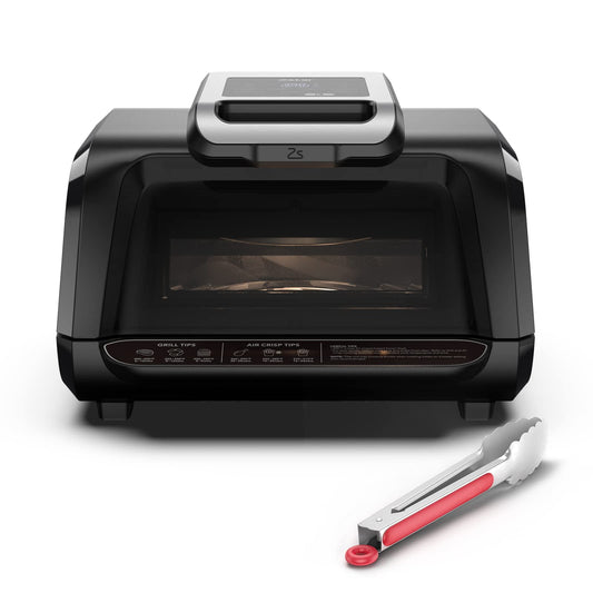 Grill Air Fryer 4QT Oven with 7 Cooking Presets, 1750W Kitchen Programmable Smart Oven Non-Stick BBQ Grill for 3-5 People with Cooking Tongs,Pot,Grill Plate,Crisper Basket