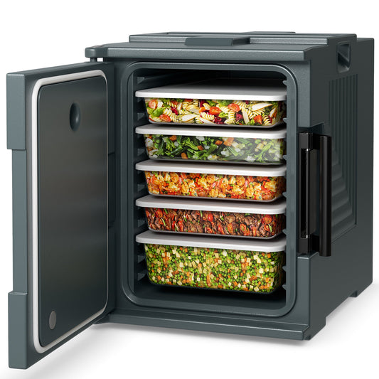 Gymax End Loading Insulated Food Pan Carrier Hot and Cold 6 Pan Capacity w/ Handles