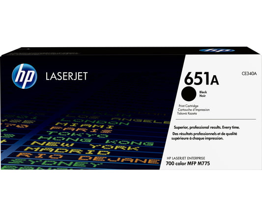 HP 651A Black Original LaserJet Toner Cartridge, ~13,500 pages, CE340A