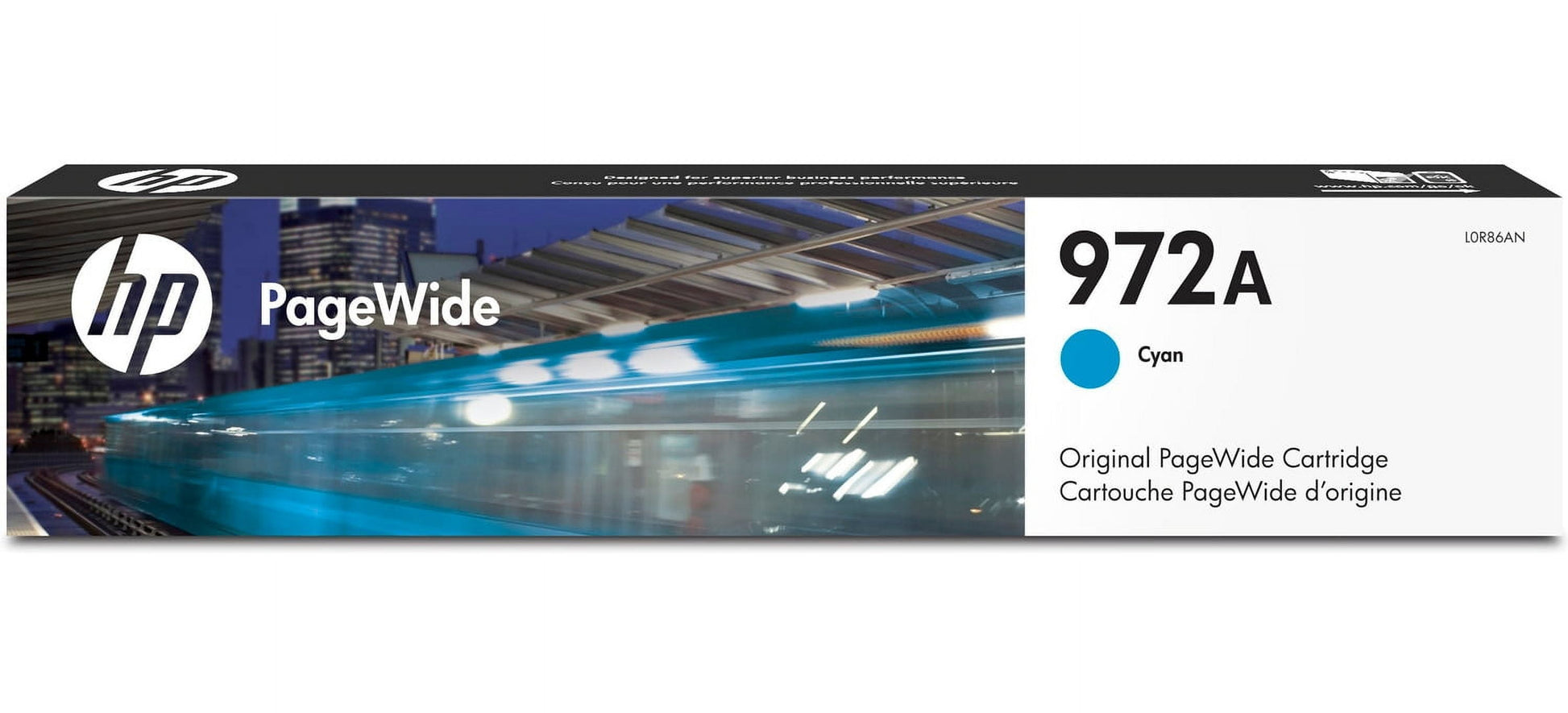 HP 972A Cyan Original PageWide Cartridge, ~3,000 pages, L0R86AN