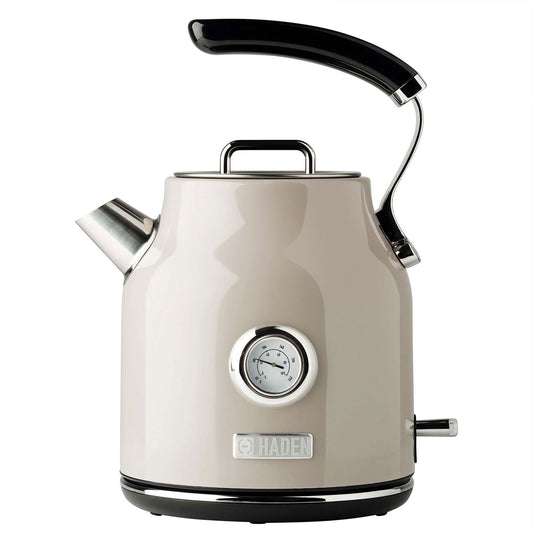 Haden Dorset 1.7 Liter Electric Water Kettle with Base, Putty & Chrome