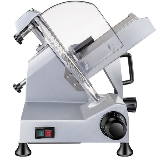 Heavy-Duty Electric Food Slicer, 10" Carbon Steel Blade, Commercial Deli Meat Slicer, 240W High Power, Adjustable Thickness 0-12mm for Kitchen & Deli