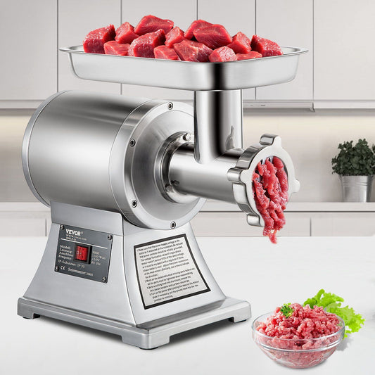 Heavy Duty Electric Meat Grinder, 550LB/h 1100W, Stainless Steel Commercial Mincer w/ Blades & Stuffing Kit, 220 RPM