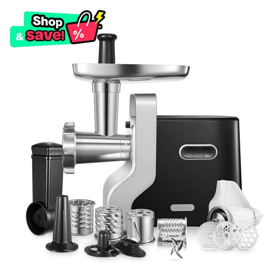 Heavy Duty Electric Meat Grinder for Home & Commercial Kitchen, 3000W Max Power, 5-in-1 Sausage Stuffer, 3 Stainless Steel Grinding Plates, 5 Pounds/Min High Efficiency Grinding