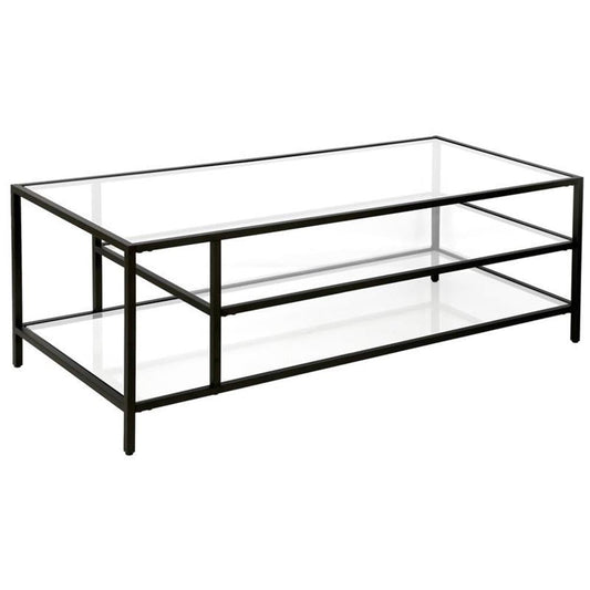 Henn&Hart Black Bronze Coffee Table with Glass Shelves