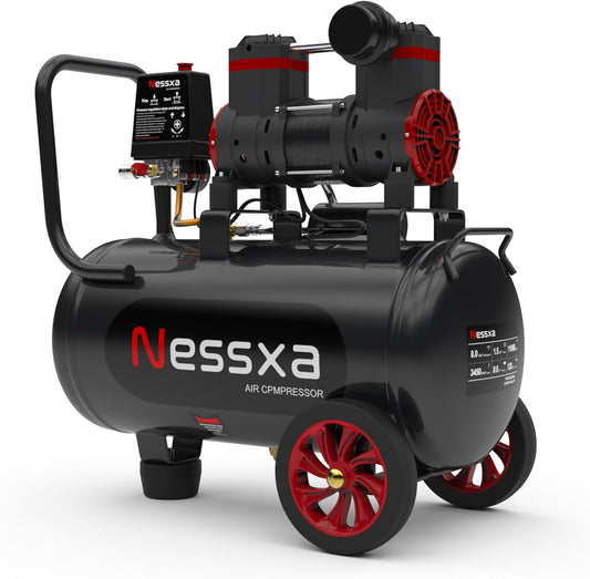Heyday 8 Gallon Portable Air Compressor,1.5HP Oil Free,Max 115PSI Pressure, 70dB Ultra Quiet Air Compressor Tank for Auto Repair, Tire Inflation, Spray Painting