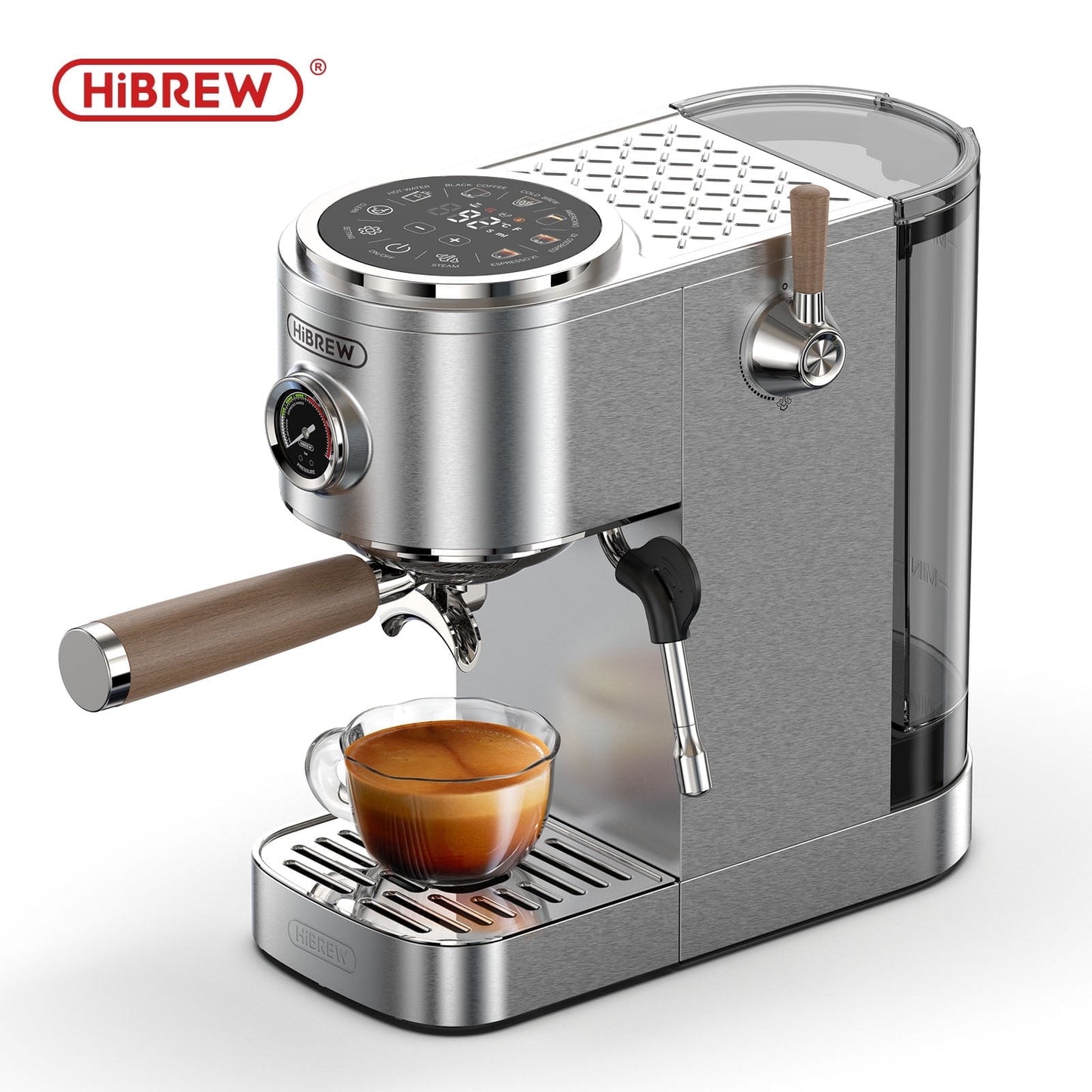 HiBREW H13 Semi-Automatic Espresso Maker - 6 Programmable Drink Modes, 1.3L Water Tank & Adjustable Pre-Infusion