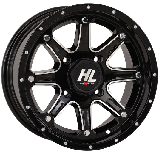 High Lifter by STI HL4 12x7 ATV/UTV Wheel - Gloss Black/Machined (4/110) - 2+5
