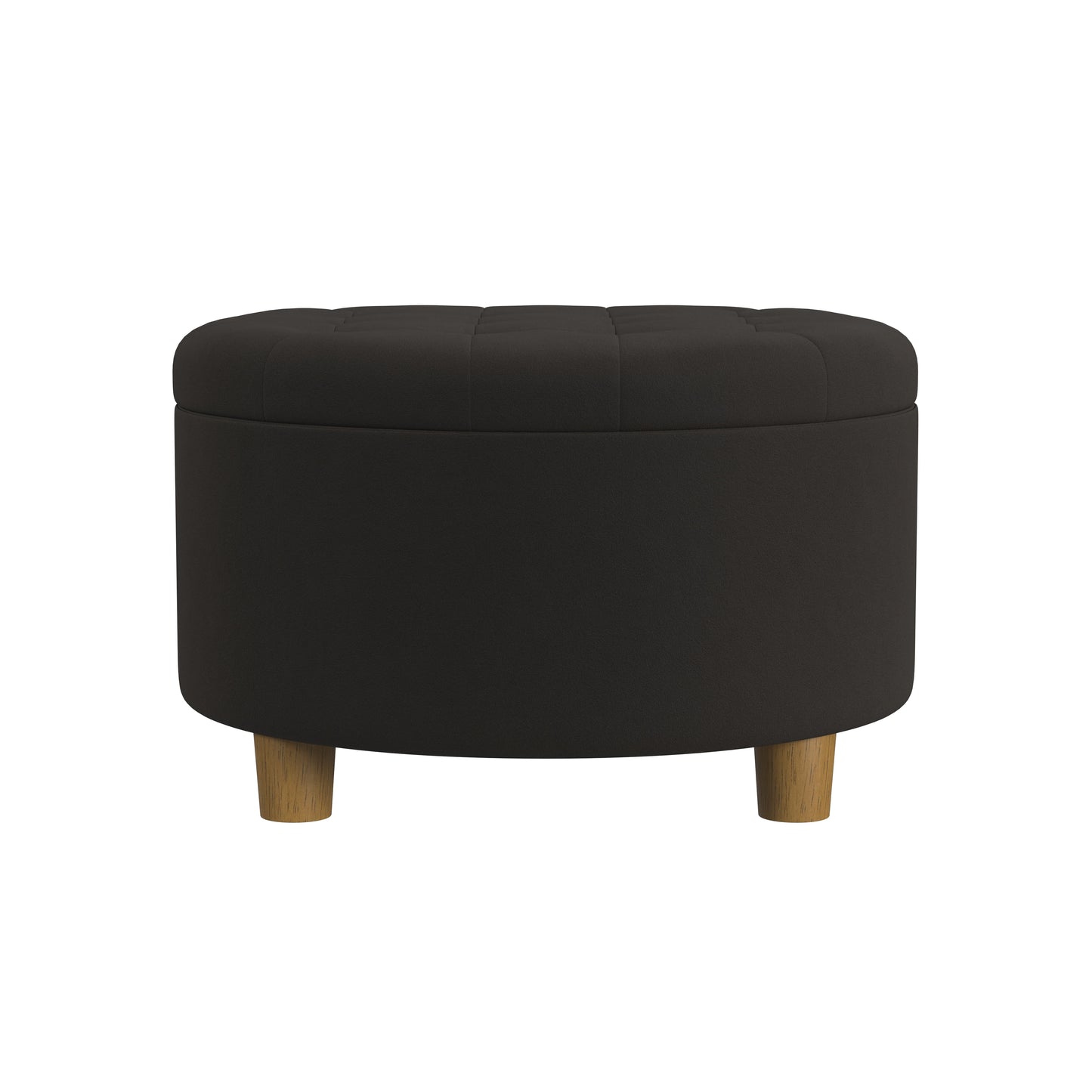 HomePop Large Round Button Tufted Storage Ottoman, Fawn Velvet