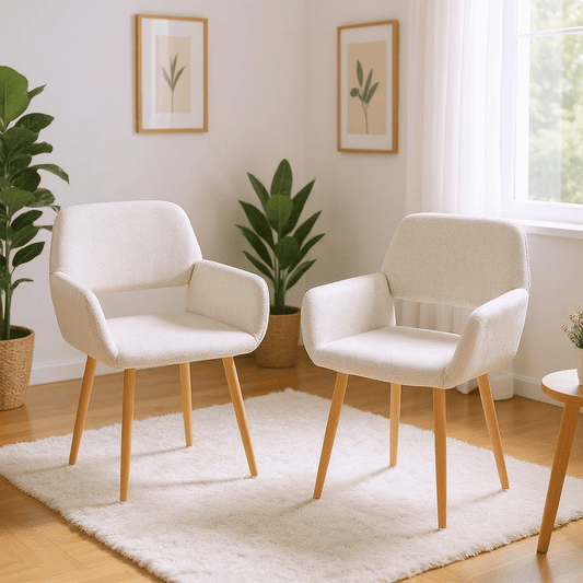 Homy Casa Accent Chair Set of 2, Upholstered Armchairs for Living Room or Reading Nook, Beige