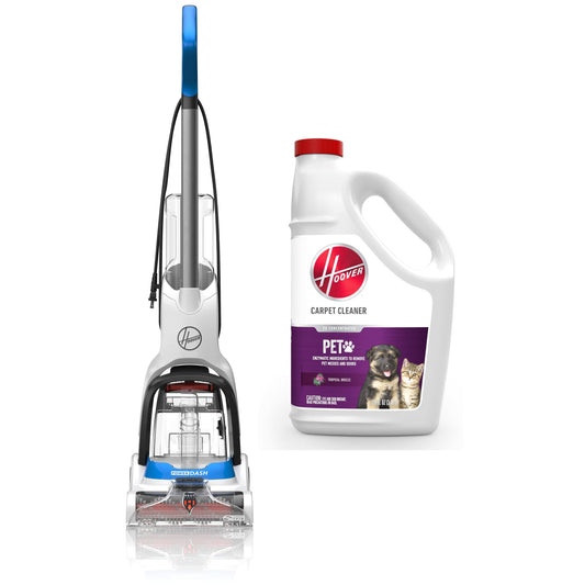 Hoover PowerDash Pet Compact Carpet Cleaner, FH50710CN & Hoover Paws & Claws Pet Stain and Odor Remover, Carpet Cleaner Solution, 128 fl oz., New, 1 Count