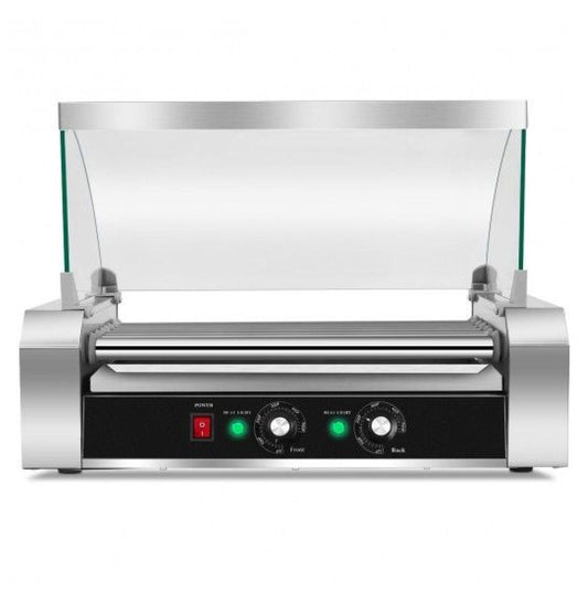 Hot Dog Roller Grill - 18 Hot Dog Commercial Cooker for Home & Business - Stainless Steel 7 Roller, 360° Rotation, Temperature Control, Energy Efficient, Slow Cooker for Events, Markets, & Stores