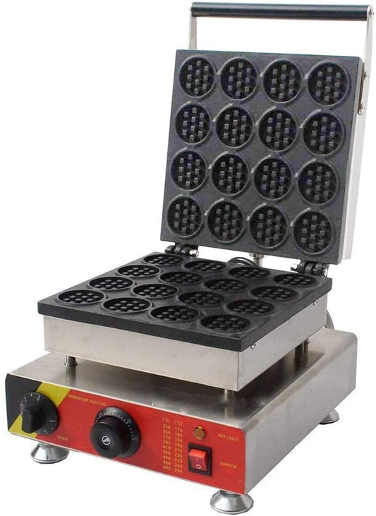 INTBUYING 16 Hole Waffle Machine Commercial Electric Mini Round Cake Waffle Maker Nonstick Baker Making Machine 110V
