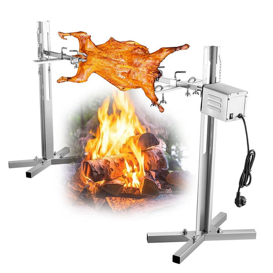 INTBUYING 90LB BBQ Rotisserie Grill Stainless Steel Spit Roaster with Electric Motor