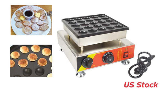 INTBUYING Commercial Electric Mini Dutch Pancake Maker Machine Iron Baker 25Holes