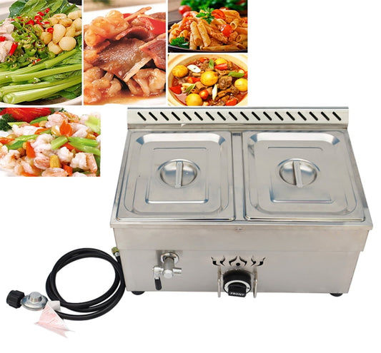 INTBUYING Food Warmer Commercial Buffet Food Soup Warmer Countertop Steam Table 2-Pan Stainless Steel