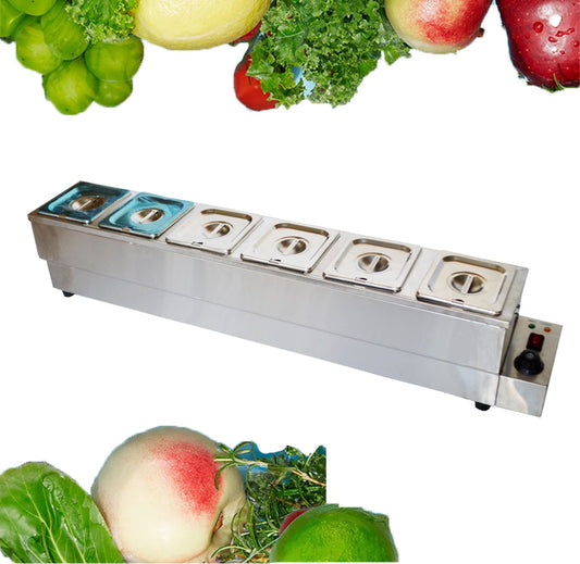 INTBUYING Food Warmer Commercial Buffet Food Soup Warmer Countertop Steam Table 6*1/6 Pan Stainless Steel
