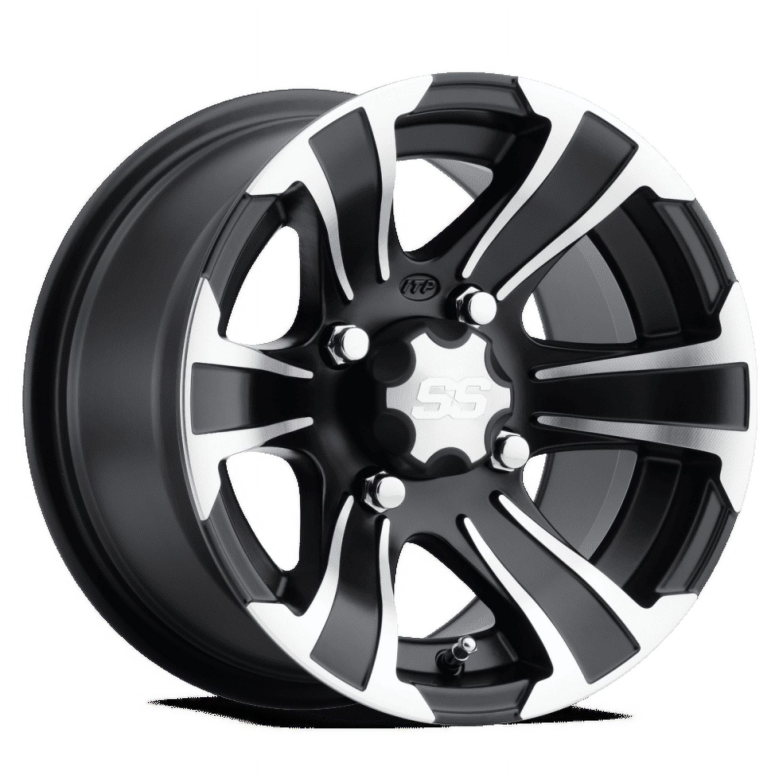 Matte Black w/Machined 12x7, 4/110, 5+2 ITP SS312 Alloy Aluminum Wheel -