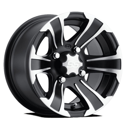 Matte Black w/Machined 12x7, 4/110, 5+2 ITP SS312 Alloy Aluminum Wheel -