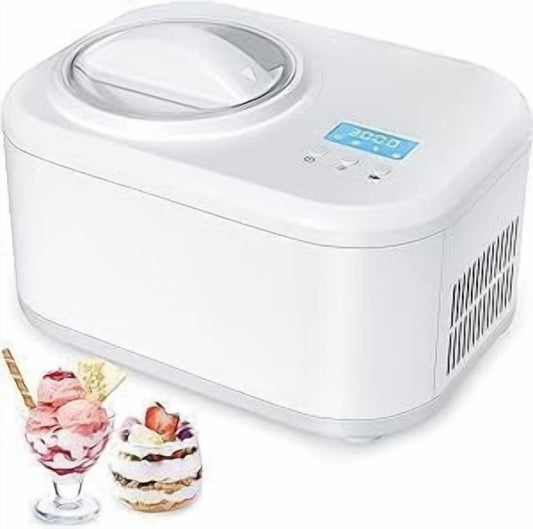 Ice Cream Maker with Compressor, No Pre-Freezing, 4 Modes Ice Cream Maker Machine with LCD Display, Timer (1.25 Quart)