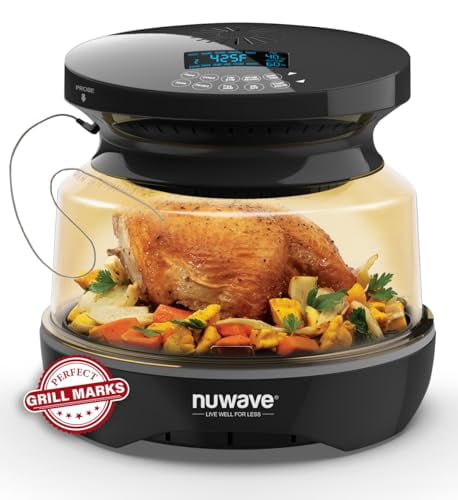 Infra-Red Primo Grill Oven, Integrated Smart Thermometer, Nonstick Grill Bottom & Convection Top for Surround Cooking, Cook Fresh or Frozen, Durable Power Dome Included