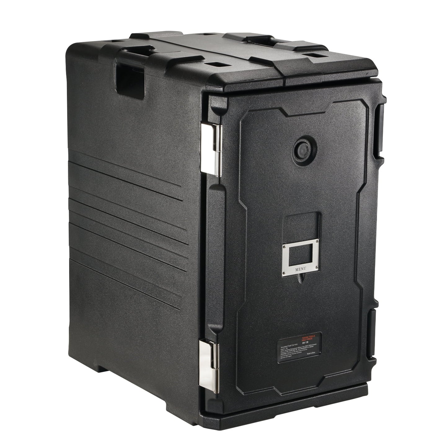 Insulated Food Pan Carrier 109 Qt Hot Box for Catering, LLDPE Food Box Carrier with Double Buckles, Front Loading Food Warmer with Handles, End Loader with Wheels for Restaurant, Canteen, etc.