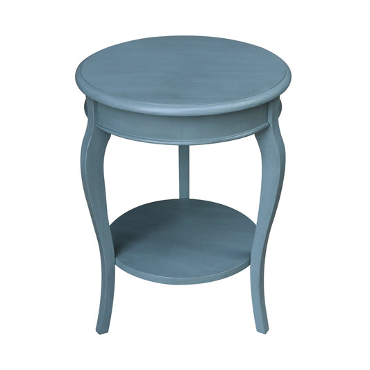 International Concepts Cambria Solid Wood Round End Table in Ocean Blue
