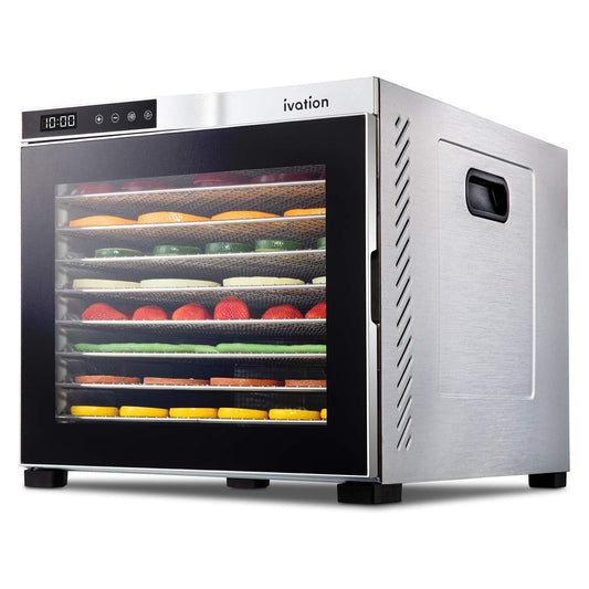 Ivation 10-Tray, 1000W Food Dehydrator with Digital Timer and Temperature Control - Stainless Steel