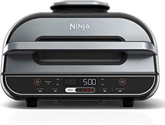 JHBP Foodi 5 In 1 Indoor Grill and Air Fryer with Surround Searing, Removable Grill Gate, Crisper Basket, Cooking Pot, and Smoke Control System