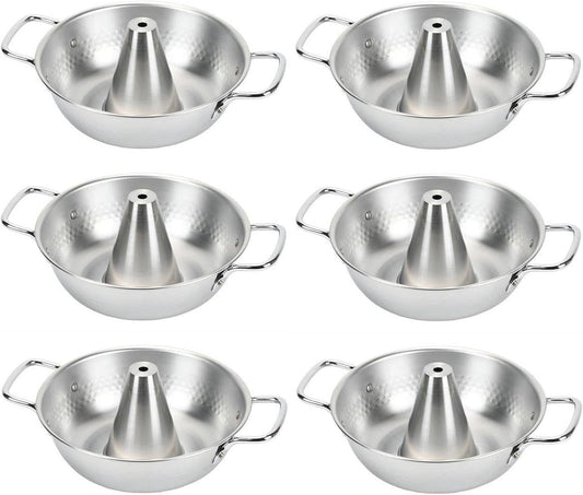 JapanBargain, Authentic Japanese Shabu Shabu Hot Pot, Stainless Steel with Chimney, Traditional Hotpot Pan, Made in Japan, 26 cm, 6-Pack