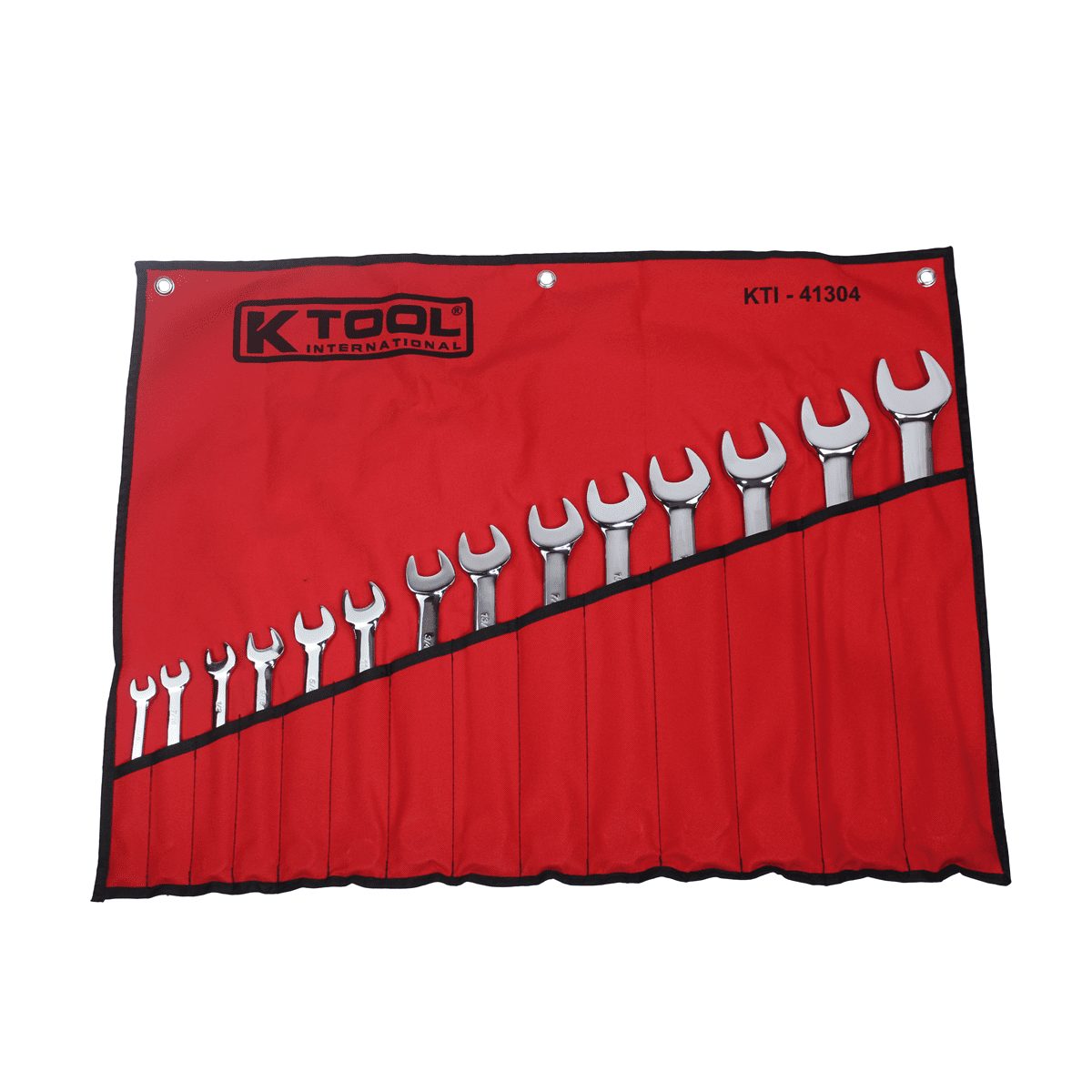 K-Tool 41304 14pc High Polish SAE Fractional Combo Wrench Set, 3/8 to 1-1/4