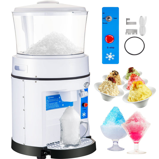 KFFKFF 110V Commercial Ice Shaver Crusher 1100LBS/H with 17.6 LBS Hopper, 350W Tabletop Electric Snow Cone Maker 320 RPM Rotate Speed Perfect For Parties Events Snack Bar
