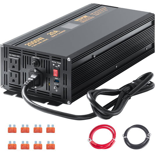 KFFKFF 2000W Sump Pump Battery Backup System Inverter LCD Emergency Power Outage