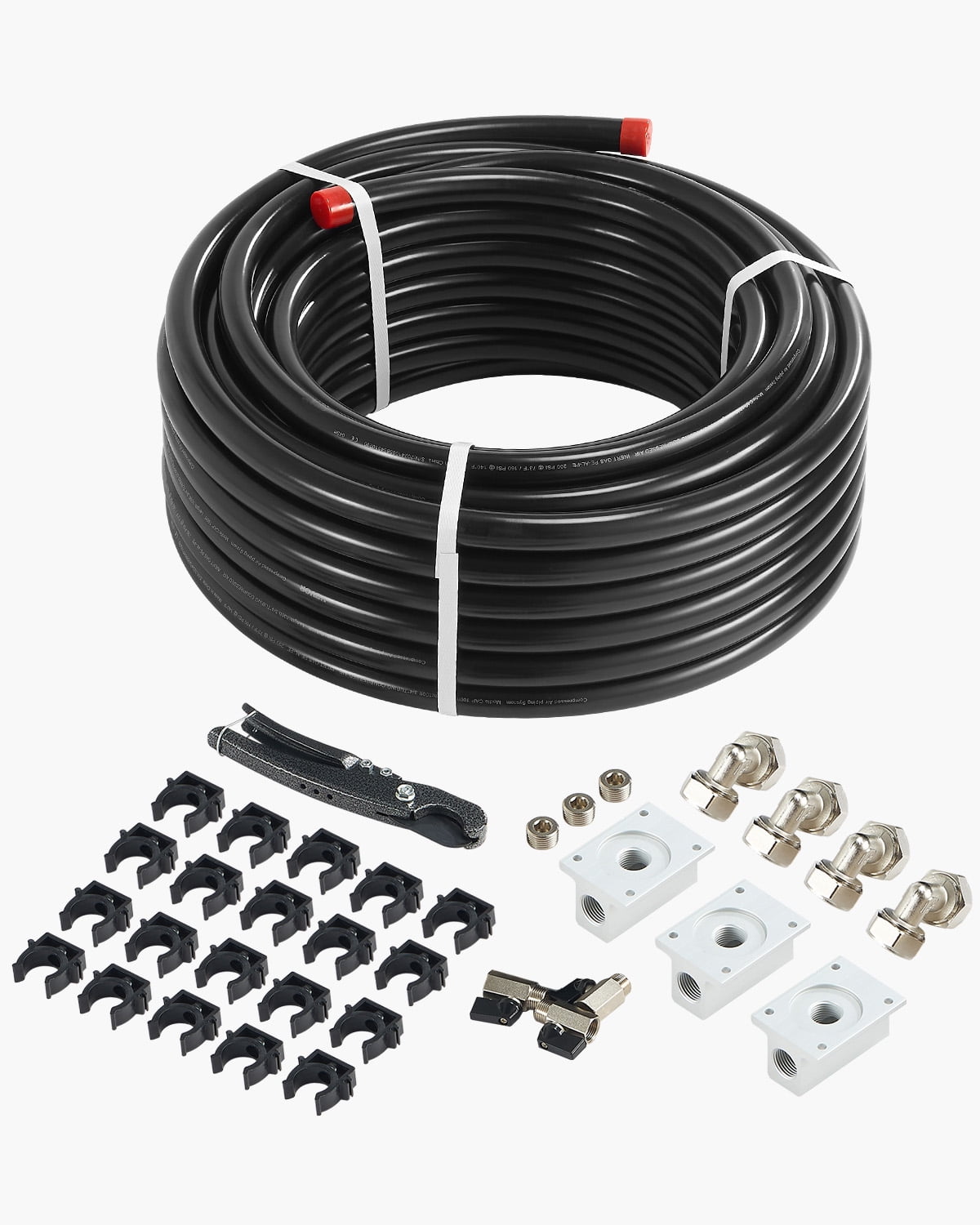 KFFKFF Air Pressure System, 100FT x 3/4", HDPE-Aluminum Compressed Air Conduit, Leak-Resistant, Durable & User-Friendly, Compressed Air Line Tubing Kit for Workshops and Garages, Black