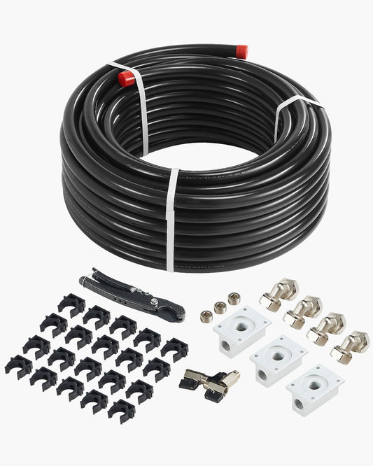 KFFKFF Air Pressure System, 100FT x 3/4", HDPE-Aluminum Compressed Air Conduit, Leak-Resistant, Durable & User-Friendly, Compressed Air Line Tubing Kit for Workshops and Garages, Black