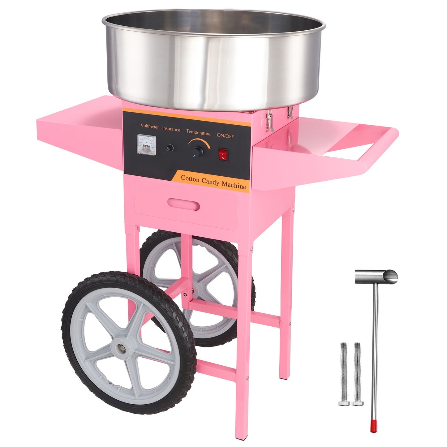 KFFKFF Commercial Marshmallow Machine with Trolley Marshmallow Machine 1000W, Pink