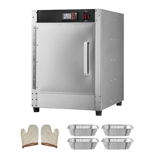 KFFKFF Food Heating Unit, Quadruple Layered Snack Warmer with Hydration Tray, 4 Containers, Single-Door and Modifiable Racks, Stainless Steel Food Heating Cabinet, Perfect for Holding Pizza, Chicken