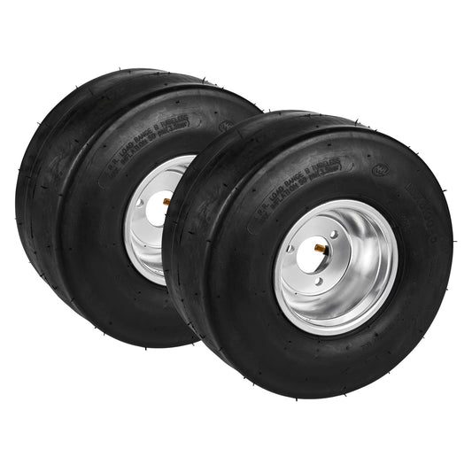 KFFKFF Go Kart Wheels and Tires, 11x6-5" Karting Wheels, Dual Pack Back Wheels, Aluminum Alloy Wheel Rims and Rubber Tyres, Hub-Rim Compatible Bolt Pattern 1.57 inch with Trio Bolt Holes