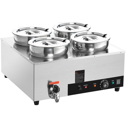 KFFKFF Soup Kettle Warmer Soup Station Commercial Soup Warmer with 4*7.4Qt Pot