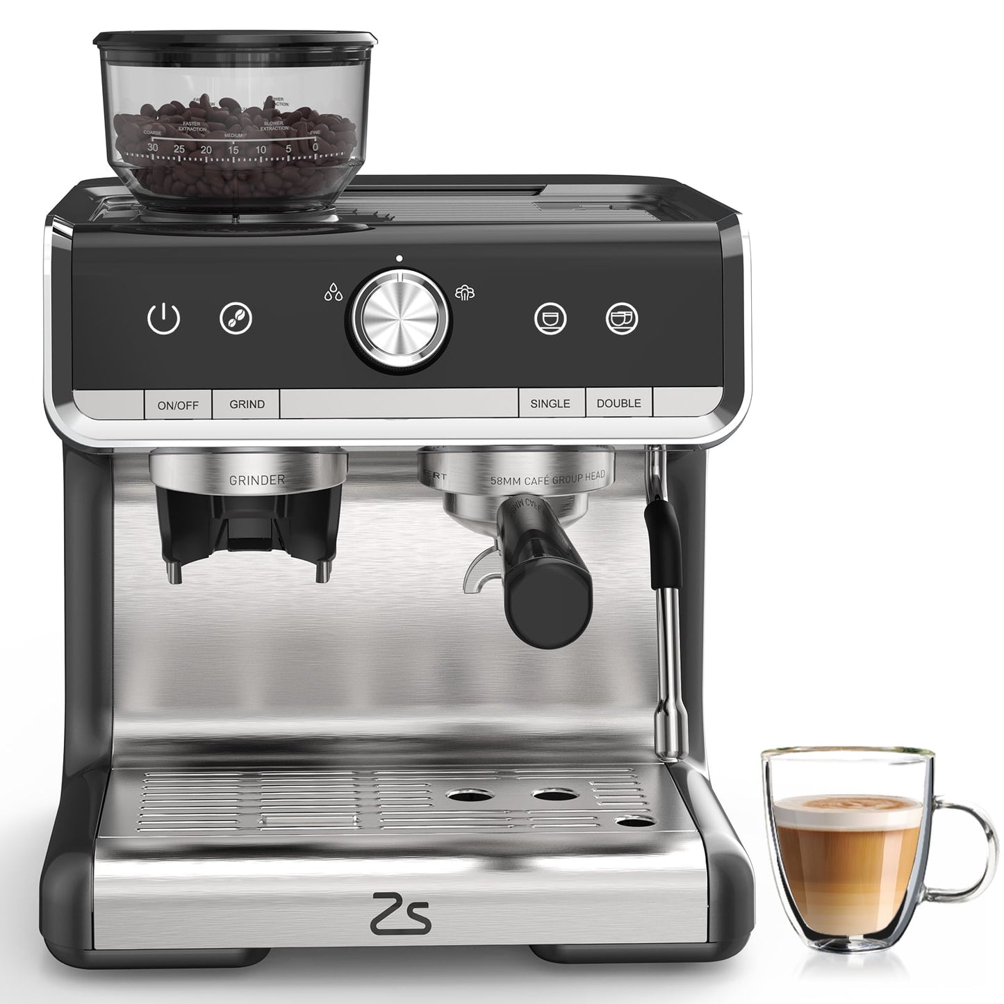 KTENMNE 20 Bar, 1-Cup Gray Home Use Espresso Machine