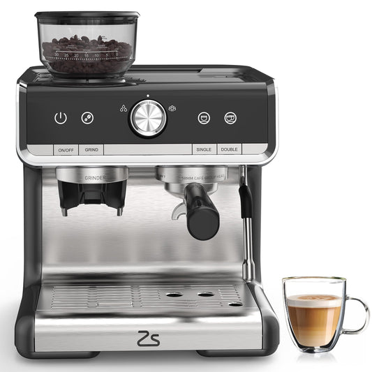 KTENMNE 20 Bar, 1-Cup Gray Home Use Espresso Machine
