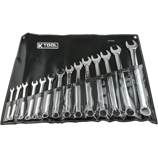 KTI Wrench Set, 14-Piece, Hi-Polish with Bag