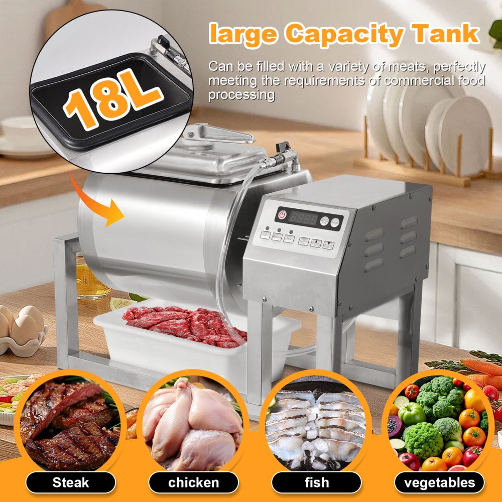 Kagrote 18L Vegetable Vacuum Tumbling Marinator, Three-Speed Meat Pickle Machine for Jerky & Bacon