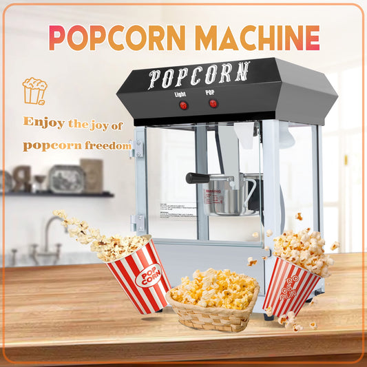 Kaitu Bar Style Popcorn Machine, 6-Ounce Popcorn Maker Popper, Black