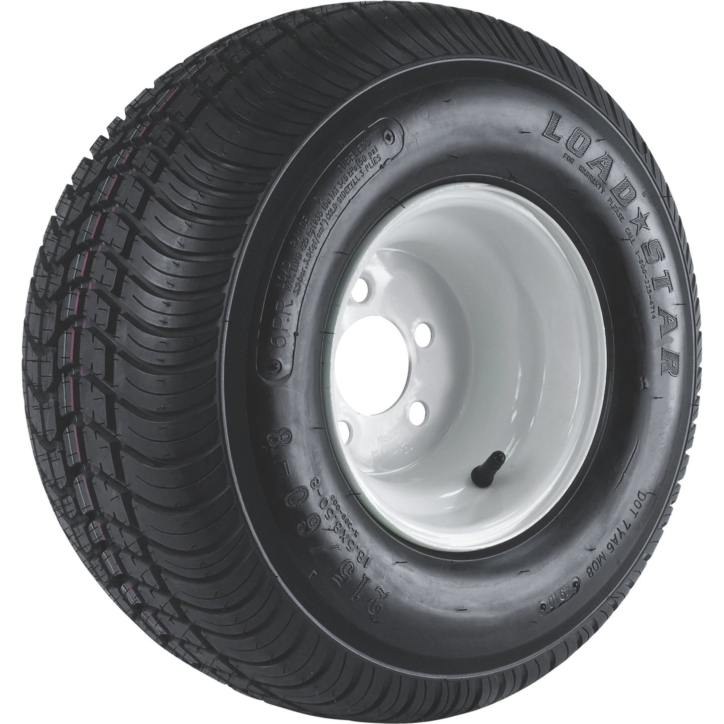 Kenda Loadstar 8in. Bias-Ply Trailer Tire and Wheel Assembly, 215/60-8, 5-Hole, Load Range C, Model# DM2568C-5IN