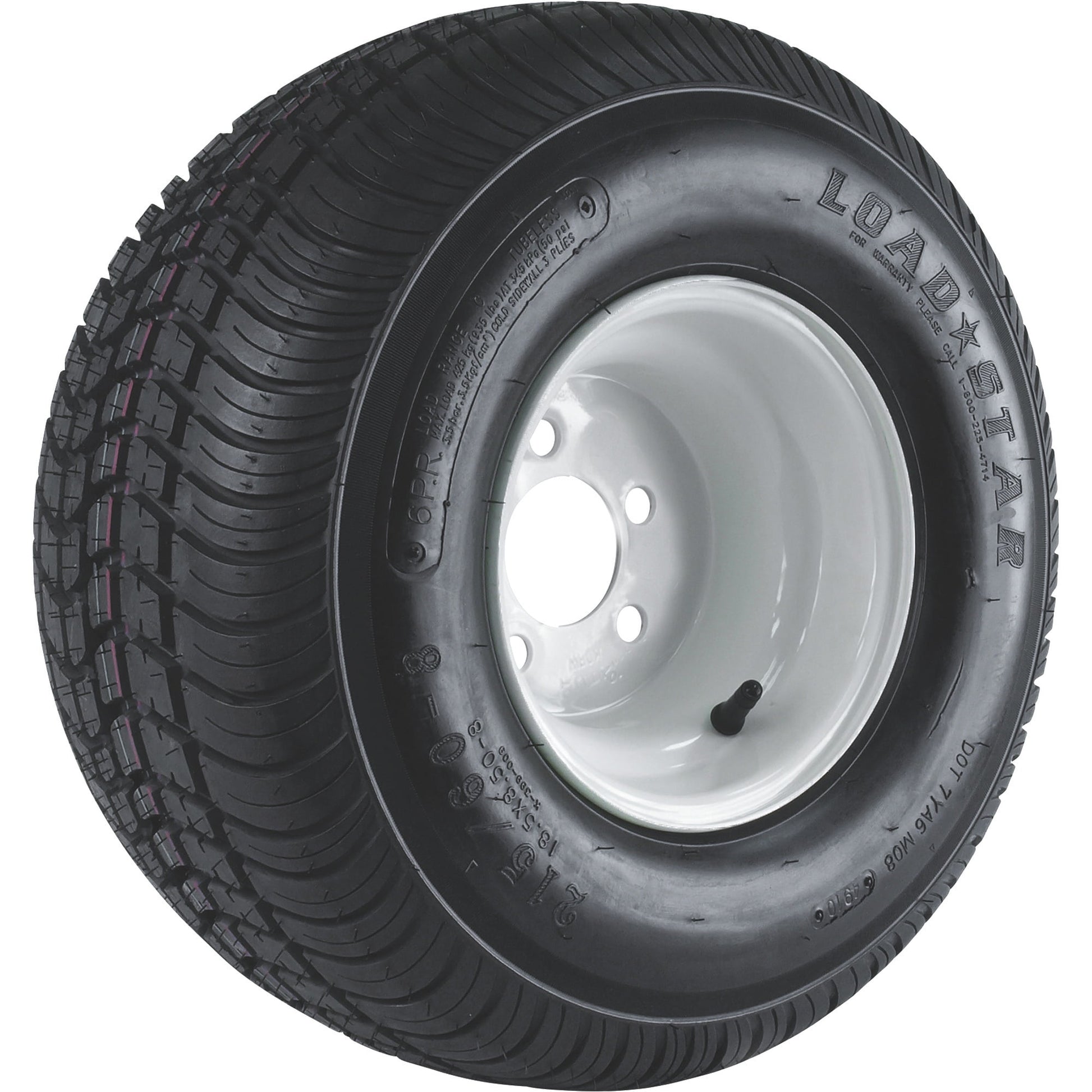 Kenda Loadstar 8in. Bias-Ply Trailer Tire and Wheel Assembly, 215/60-8, 5-Hole, Load Range C, Model# DM2568C-5IN
