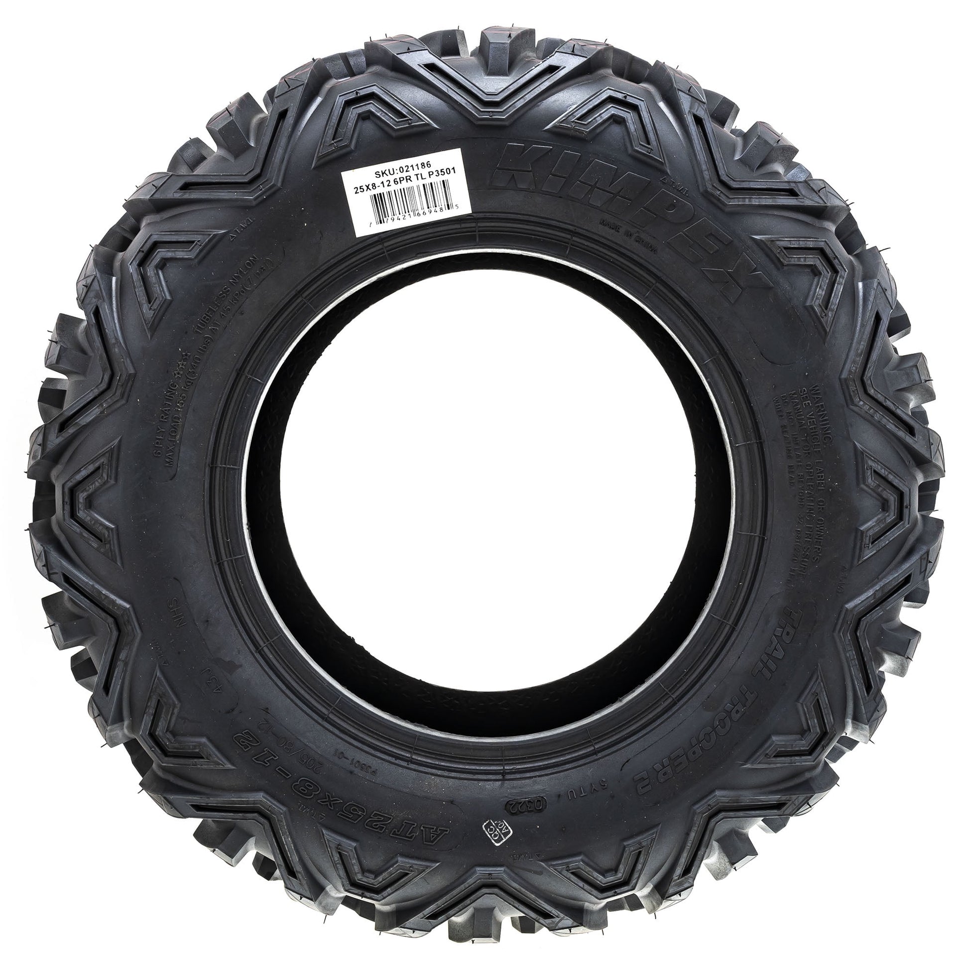 Kimpex Trail Trooper 2 Tire 25x8-12 6-Ply Front TL All Terrain ATV UTV   #021186