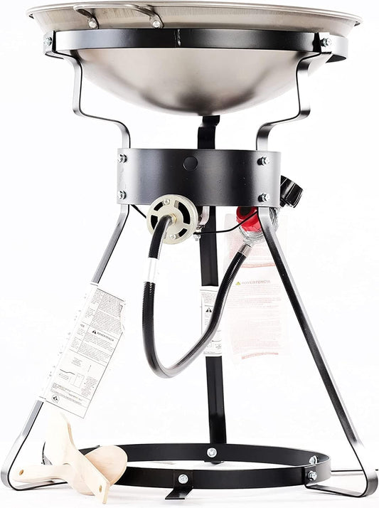King Kooker 24″ Outdoor Propane Burner Cooker with Wok Stove Burner for Outdoor Cooking