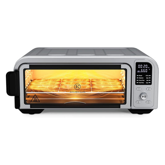 Kitchen Elite 8 in 1 Digital Air Fryer Toaster Oven Combo, Convection Pizza Oven, Silver
