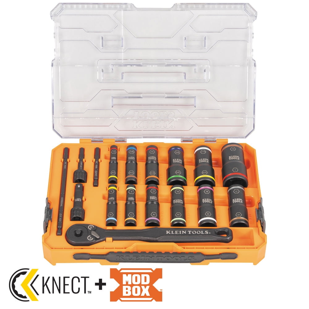 Klein Tools 65626 KNECT Flip-24 Deep-Well, Heavy-Duty Impact Socket Set